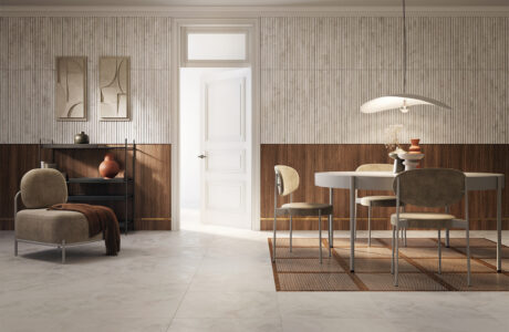 Biała kuchnia nowoczesna z elementami drewnianymi