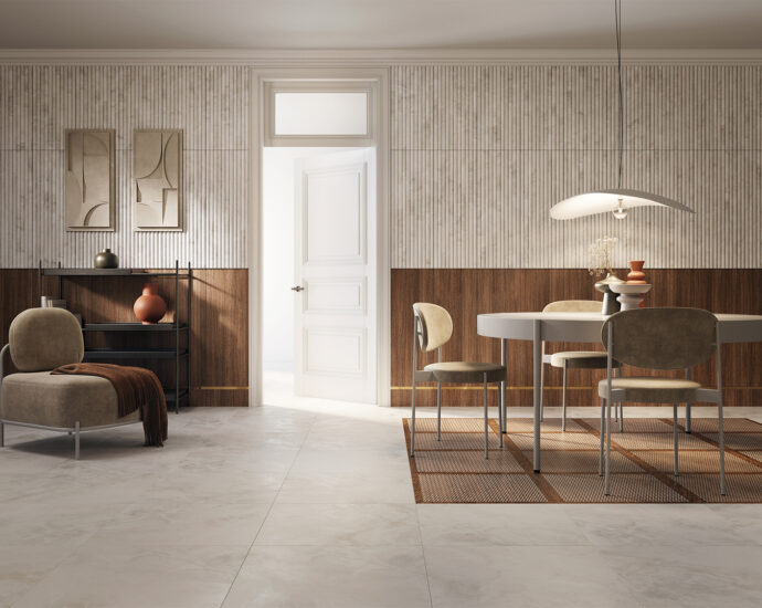 Biała kuchnia nowoczesna z elementami drewnianymi